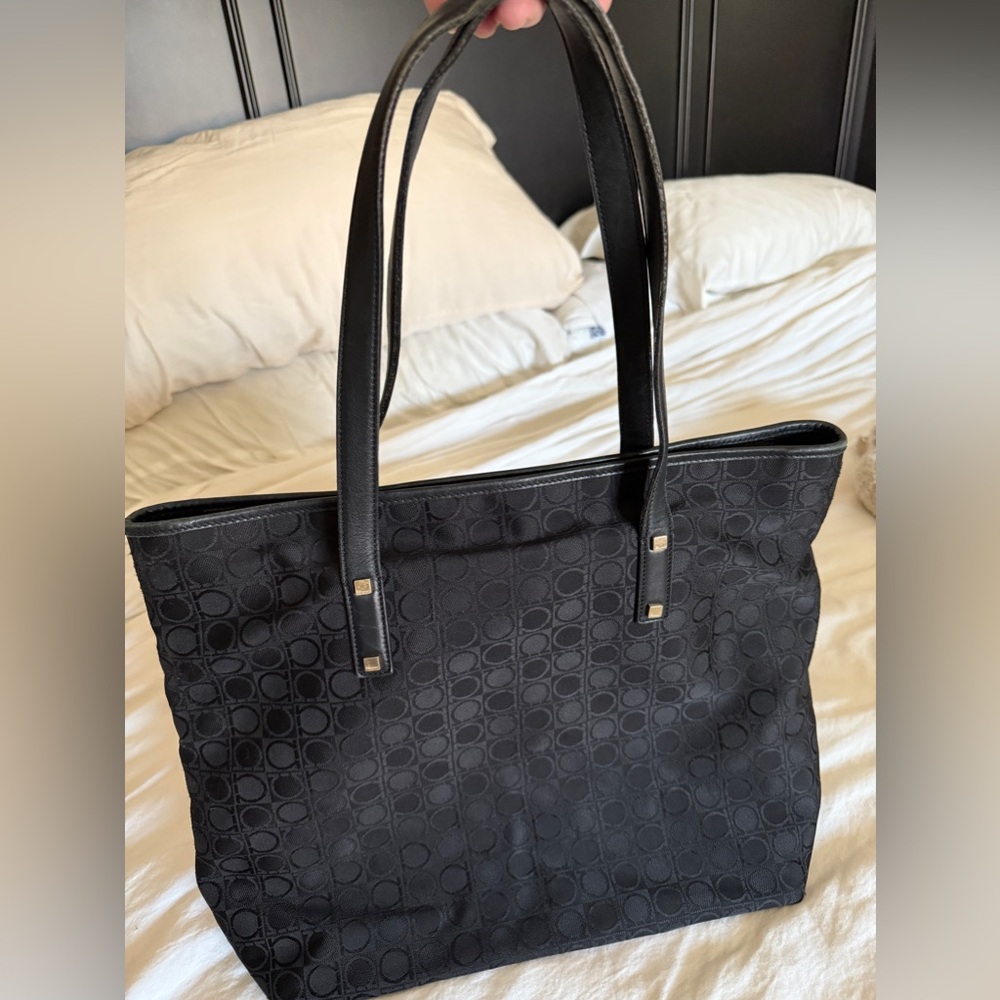 Salvatore Ferragamo Gancini Canvas Tote Bag Black
